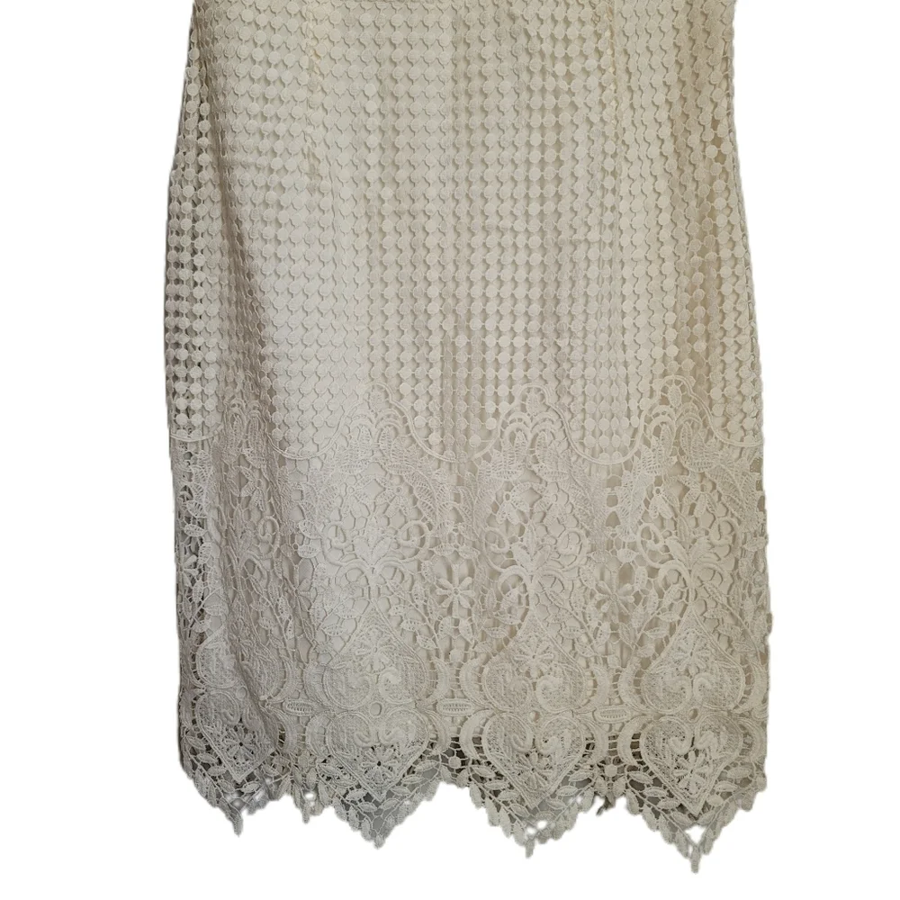Soieblu Dress L Large Ivory Sleeveless Eyelet - Picture 4 of 9